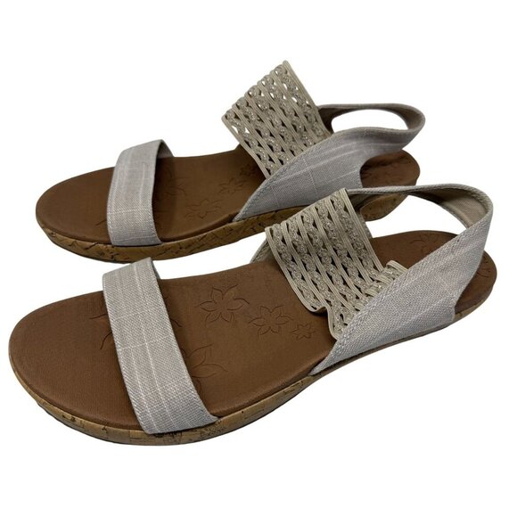 Skechers Luxe Foam Brie Sandals Elastic Slingback Woven Strap Natural Size 8 - Picture 1 of 8